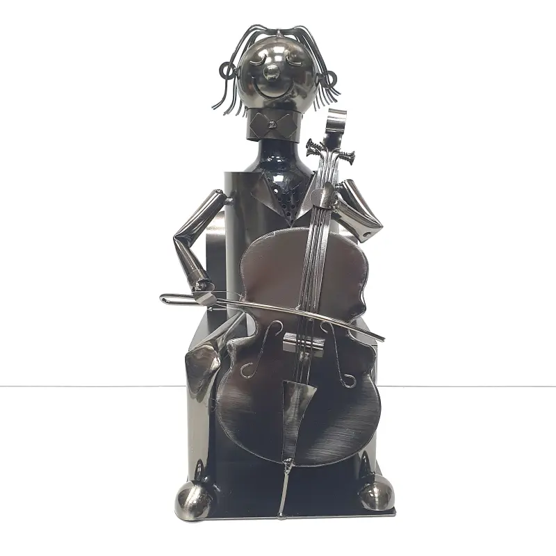 Violoncelist, suport din metal pentru sticla, 16x32 cm